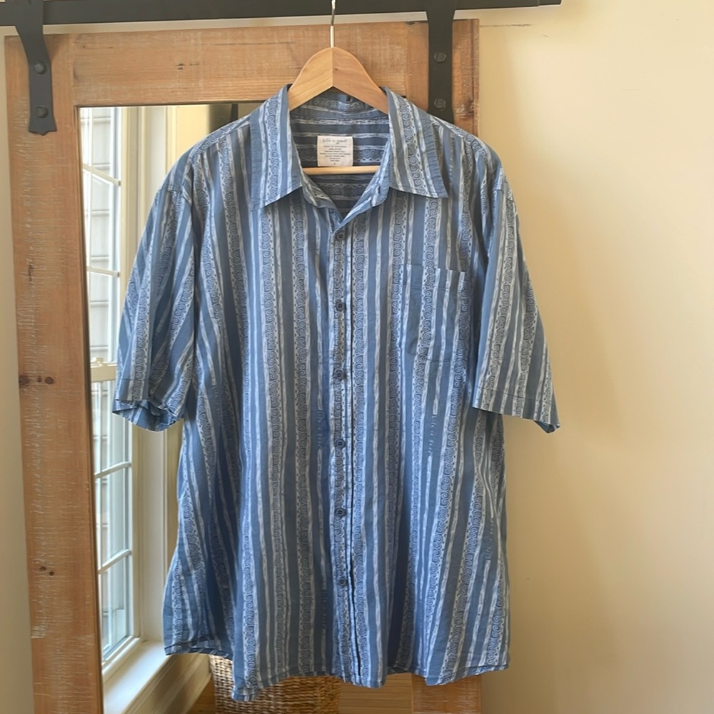 Life is Good Lightweight Cotton Camp Shirt Size L